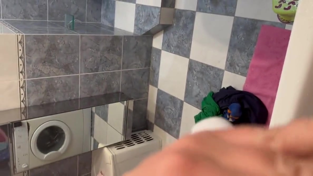 Bought A New Masturbator. I Am Testing An Automatic Masturbator. Jerking Off My Cock In The Shower