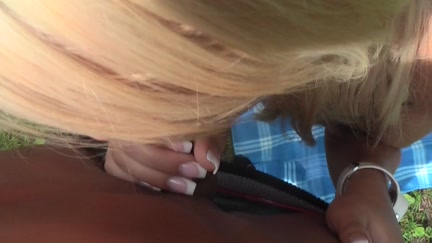 Titted Blond fuck on the lawn