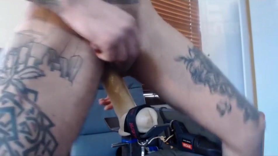 Slow Deep & Sexy As Fuck! Hot Stud Rides 12 Dildo Mounted On Some Old Gym Equipment Very Sensually