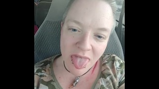 Sucking my fingers clean after public creampie