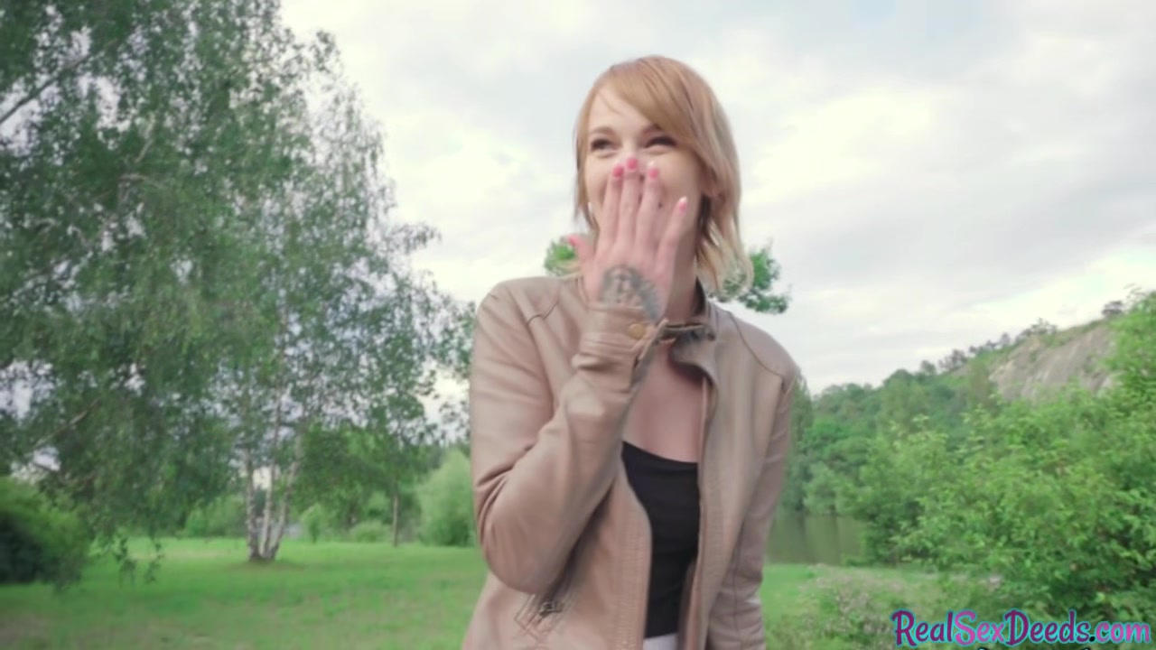 Pulled euro redhead cocksucking outdoors before sex