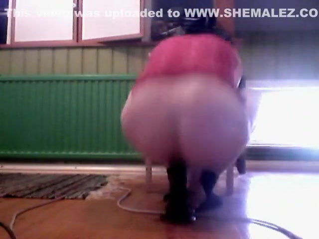 Slim CD riding a big dildo