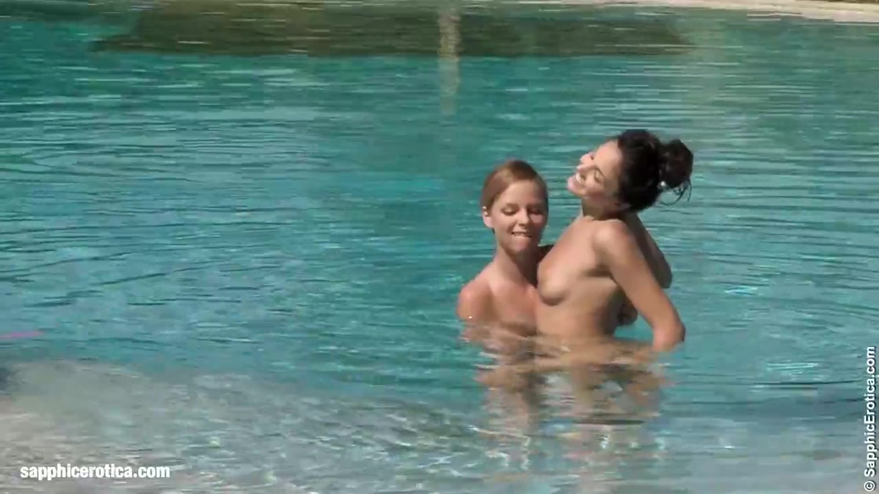 Billy and Jaquelin from Sapphic Erotica have lesbian sex in the pool