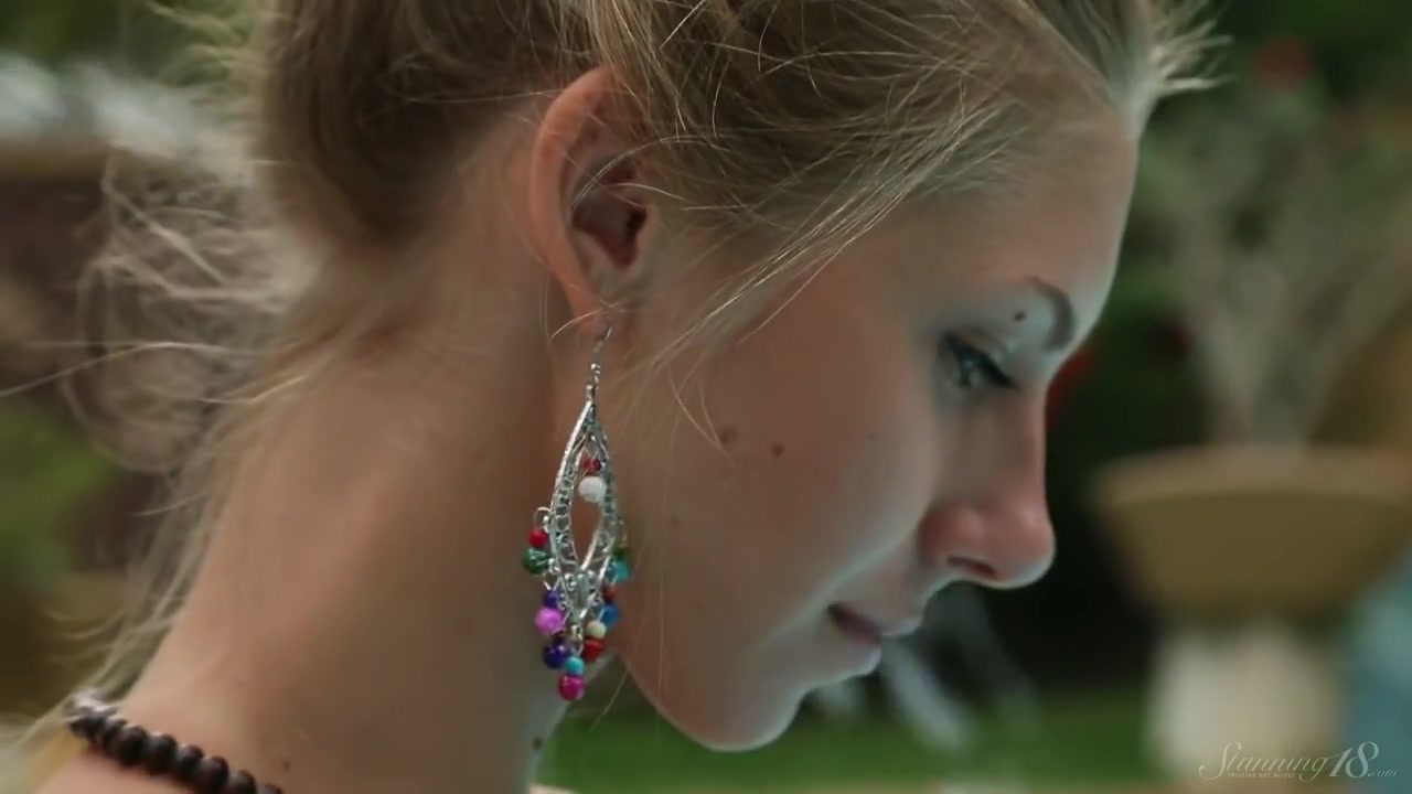 Golden Haired College Girl Anjelica Gets Completely Naked By The Pool!