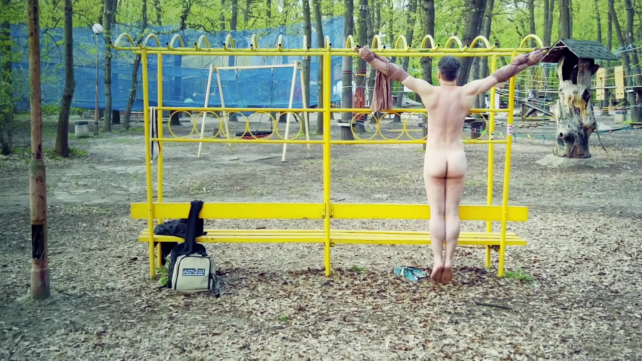 Self Crucified Suspended Naked In Public Park