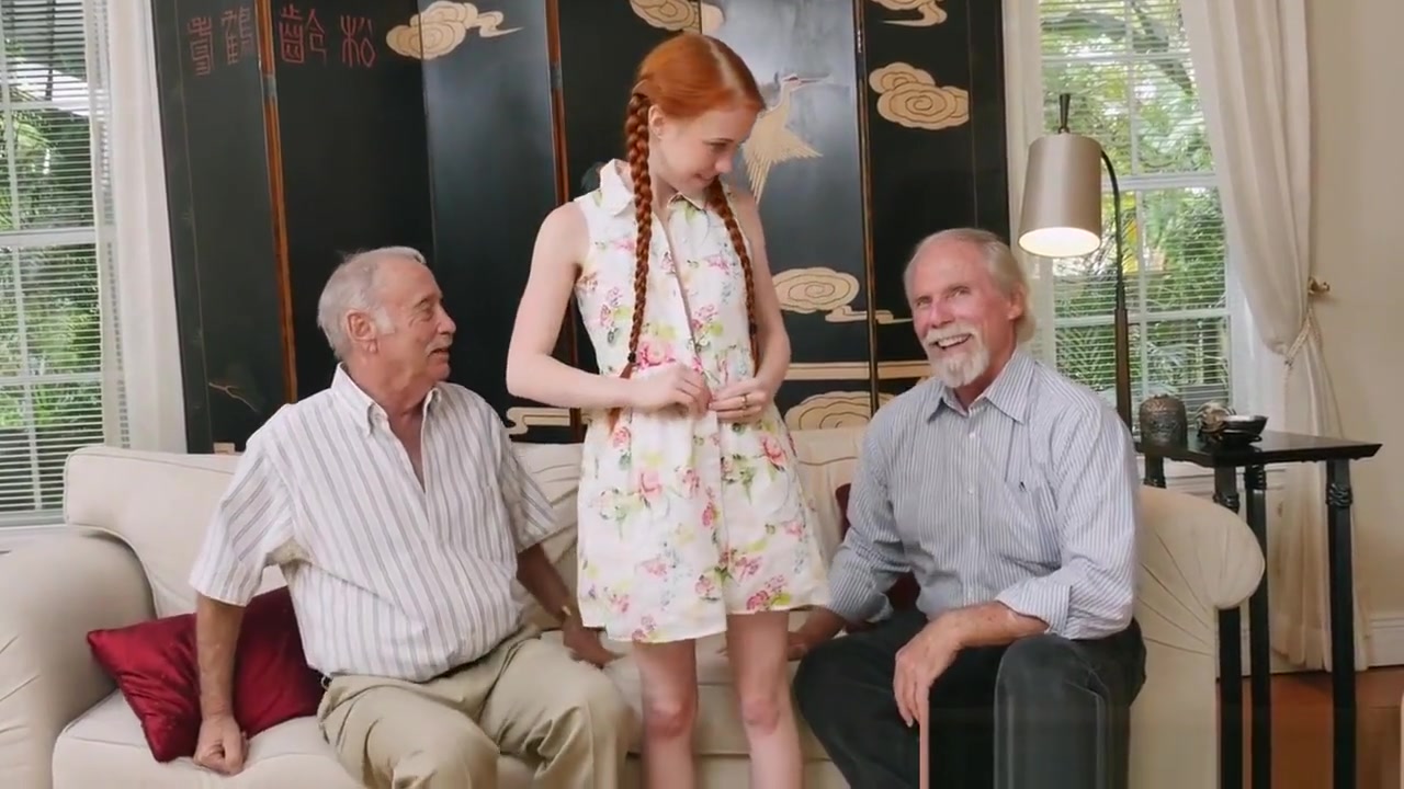 Ginger petite teen 18+ sucking oldmans junk