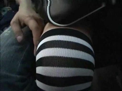 Young Asian college girl was met in the public transport