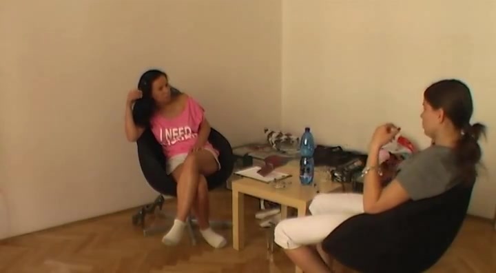 Busty brunette doing nasty blow job