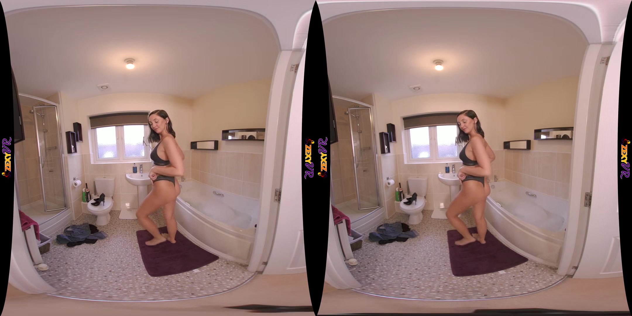 Strip & Soak - Cute Brunette Solo Striptease - SexLikeReal