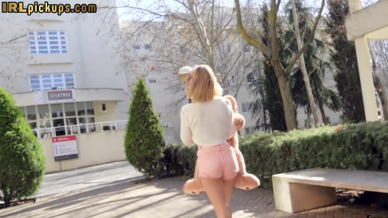 Pulled euro beauty riding cock outdoors after picked up