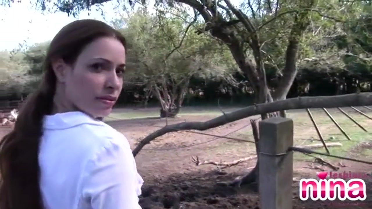 Lesbian nina gets naked outdoors solo