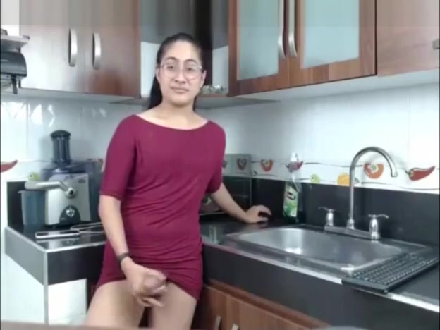 filthy latin chick shemale Stroking Bigcock In Red suit
