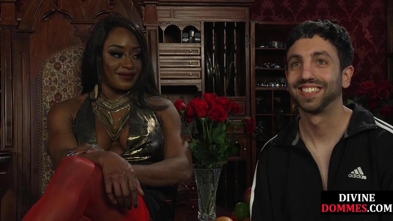 Black femdom suspending and pegging useless male sub