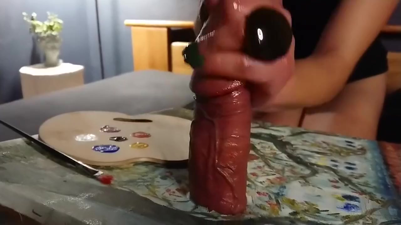 Handjob Cumshot To Make Art With Cock Milking