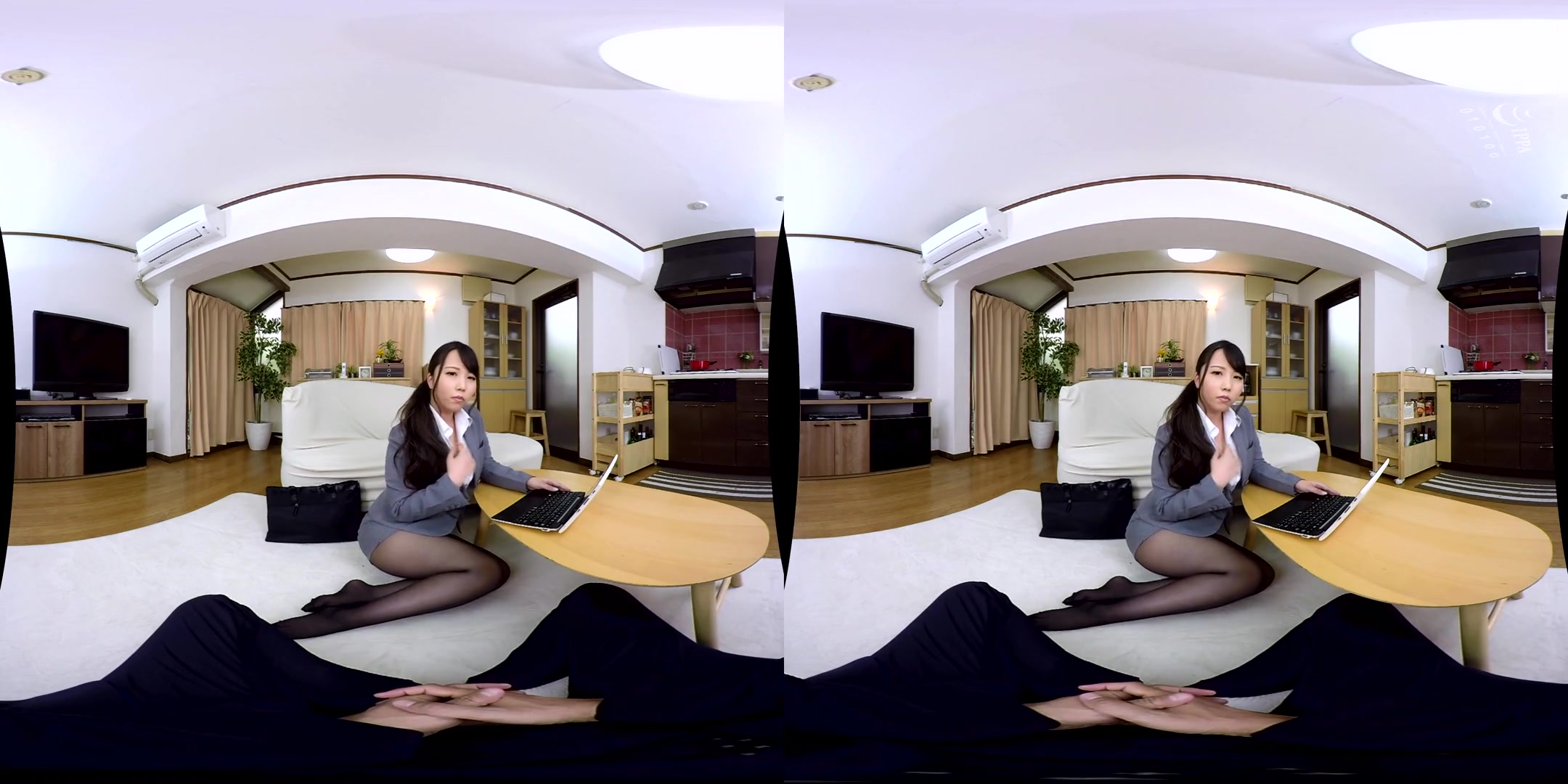 Your Loopy Female Boss is Wearing Pantyhose 1 - Nylons Footjob Asian
