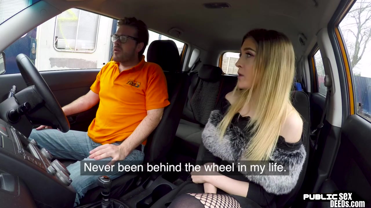 Smallboobs teen 18+ in stockings fucked in car by driving tutor