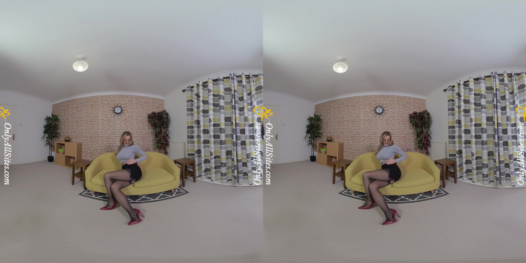 Amy Green - Nerdy Sexy Girl with Huge Tits - Big Tits Stockings Striptease
