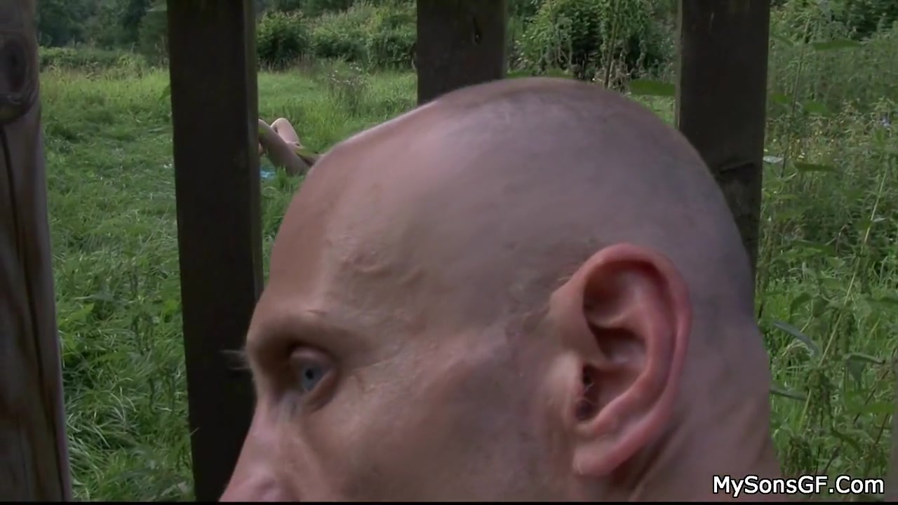 Old Man Toying teen 18+ Girl Outdoors