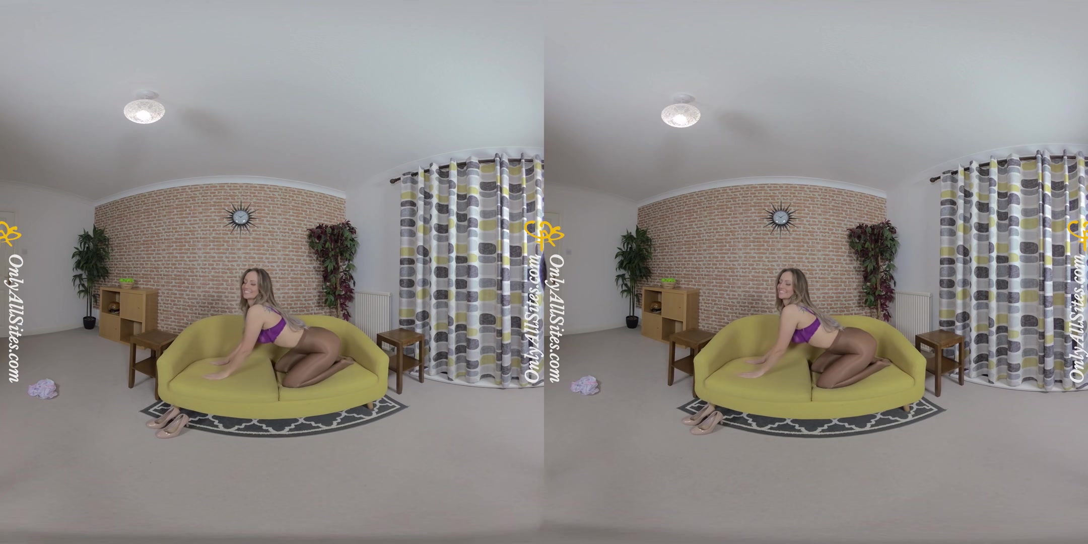 Suzi - Blonde Cutie Strips to Pantyhose - OnlyTease