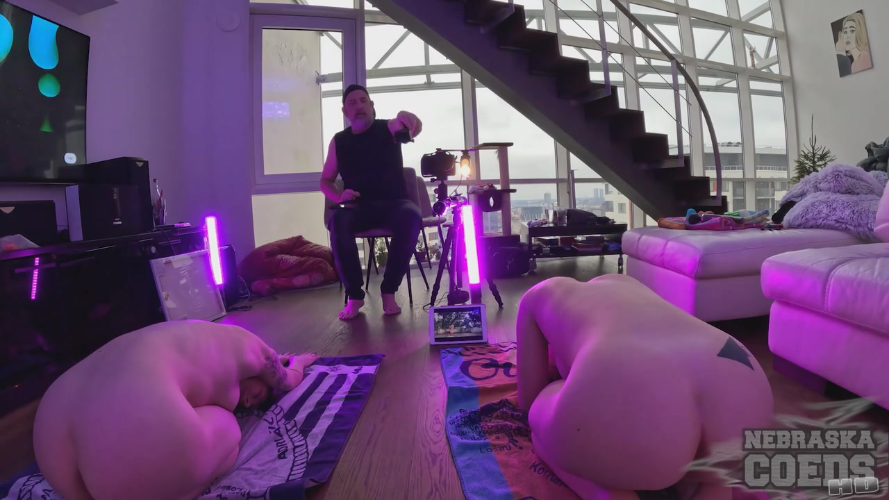 Muna With Her Friend Lil Stefani Doing Naked Yoga Together With Behind The Scenes Camera