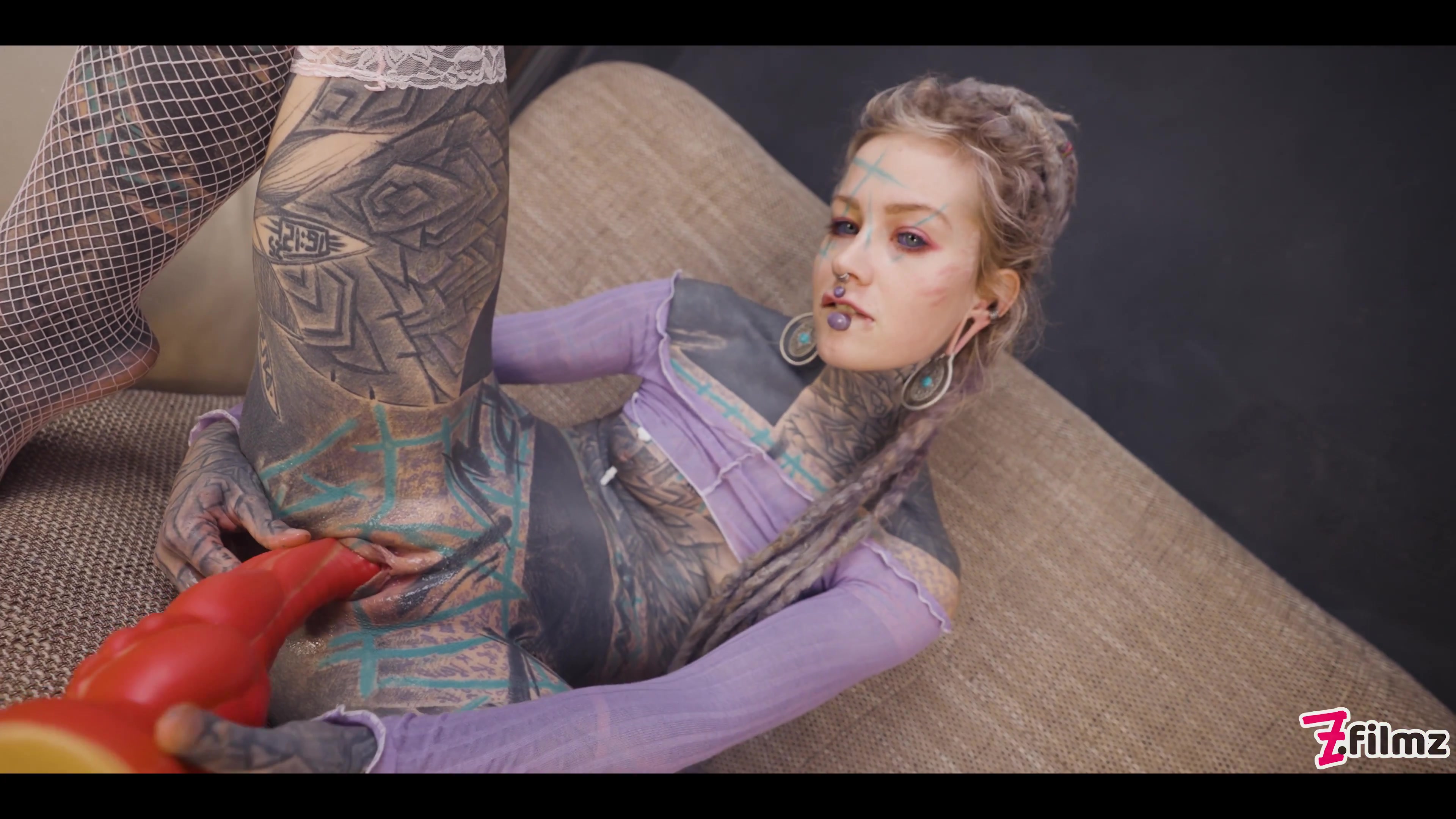 Tattoo Girl Get Ass Fucked With Machine - Dp, Gape, Anal, Prolapse, Real Orgasm