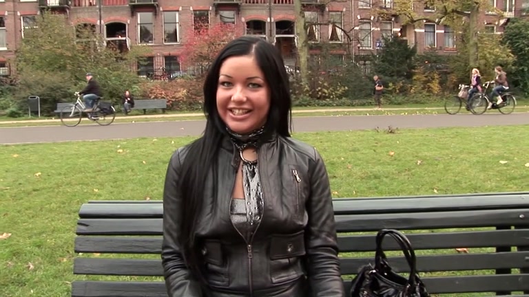 Flashing sexy tits and taking hard dick outdoors