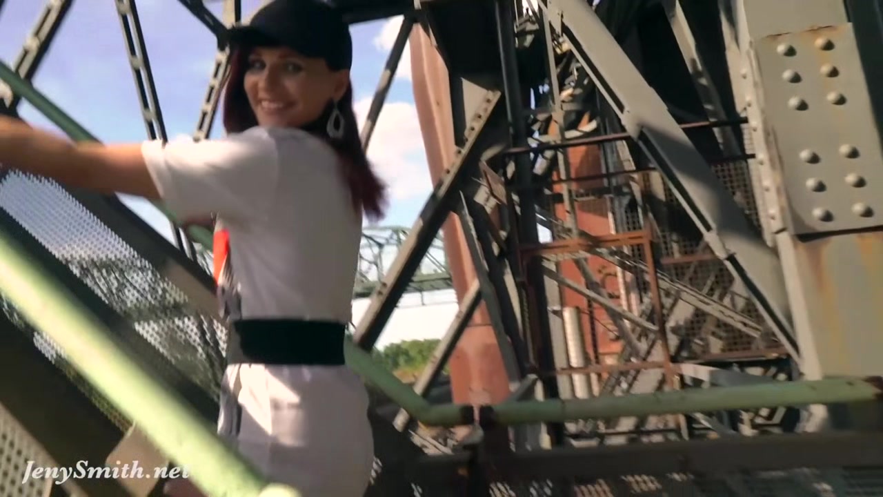 Jeny Smith is walking naked through an abandoned factory.