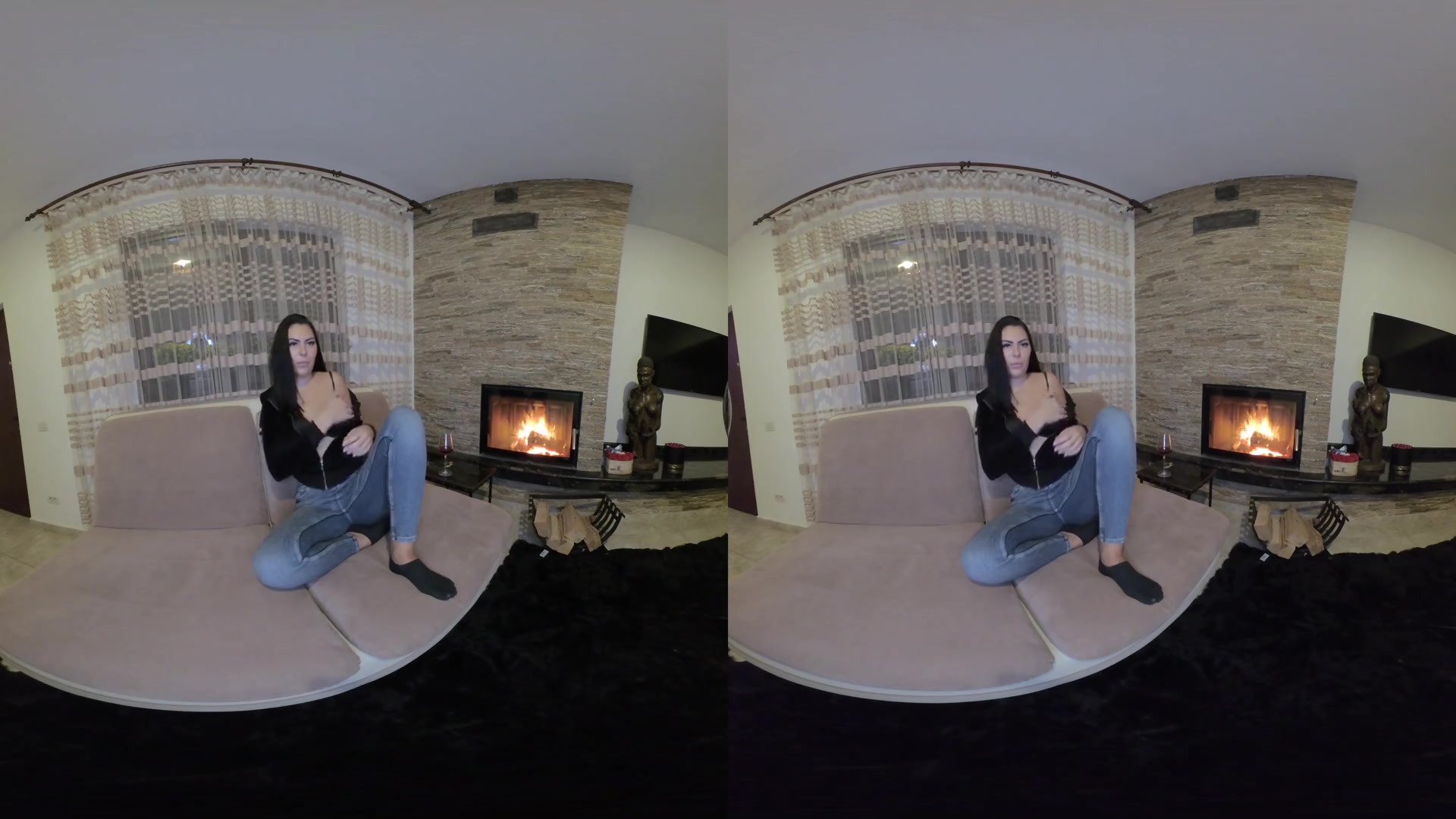 Kilenya Patrice - Fireplace; Brunette Amateur Babe Solo Stripping