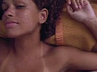 Cute ebony girl gets a facial