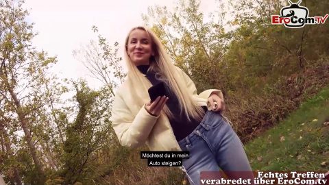 German Blonde skinny street hooker Pickup in Car for Outdoor Fuck