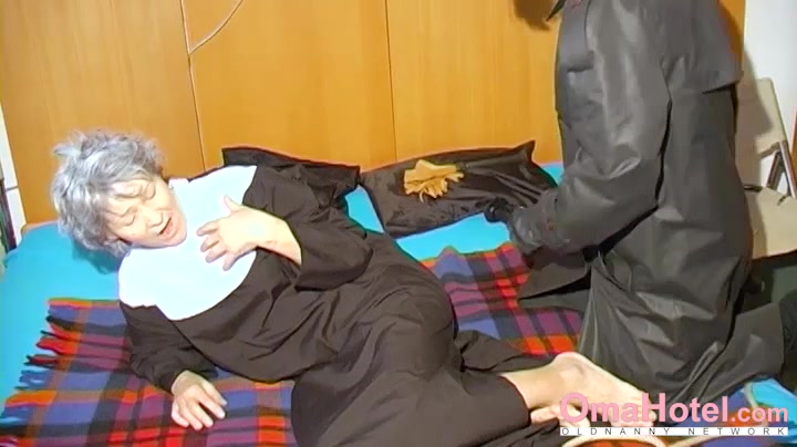 OmaHoteL Horny Granny Nun Tries BDSM Sex With Toy