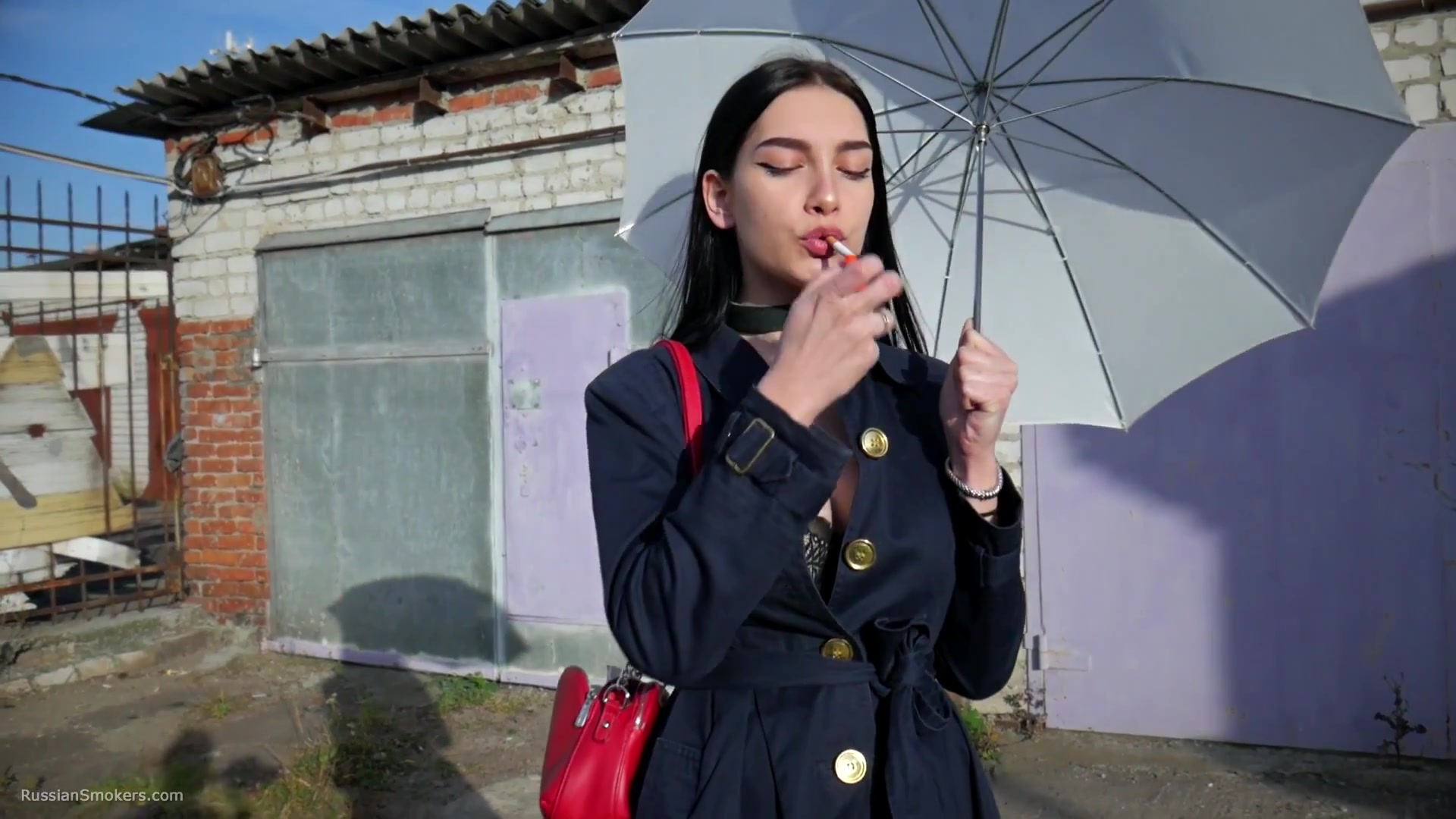 Attractive Lera Taking A Smoke Break Outside