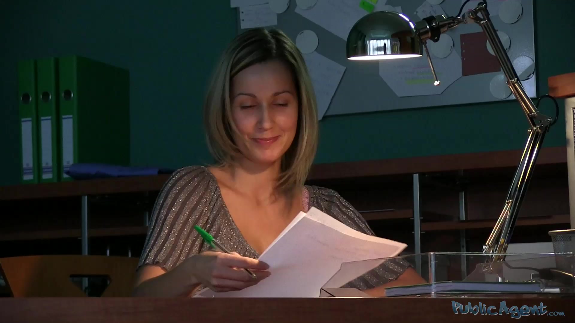 Advertising agent convincing amateur girl to cast in his movie