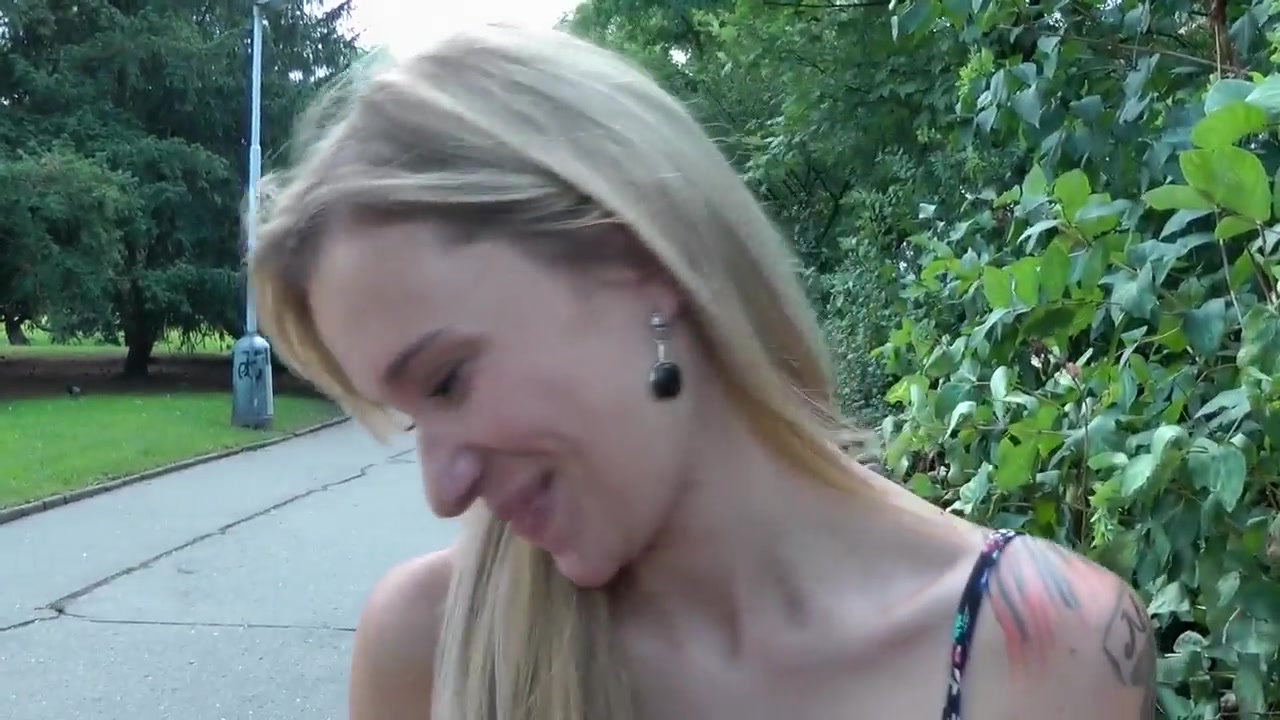 Arousing blonde amateur Beatrice shows her body in public