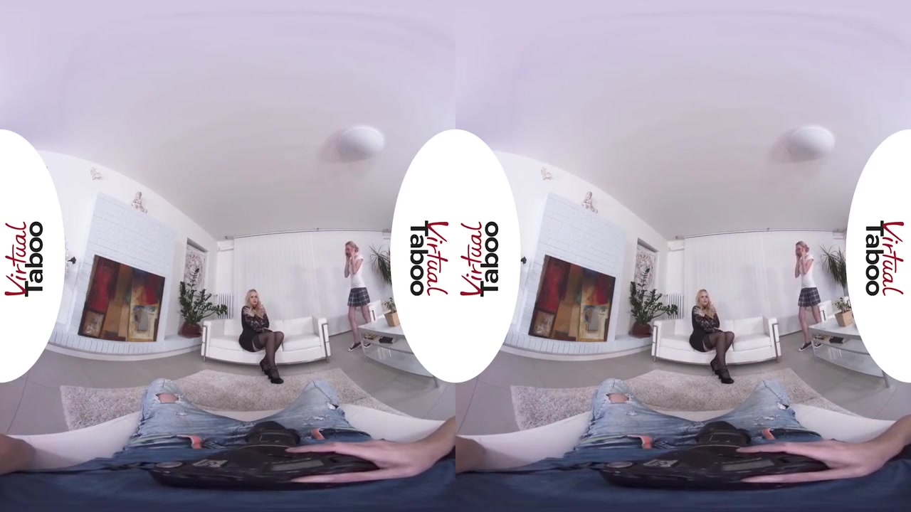 Young Stepdaughter Joined Her Stepmom Fucking Her Boyfriend With Virtual Reality And Angel Wicky