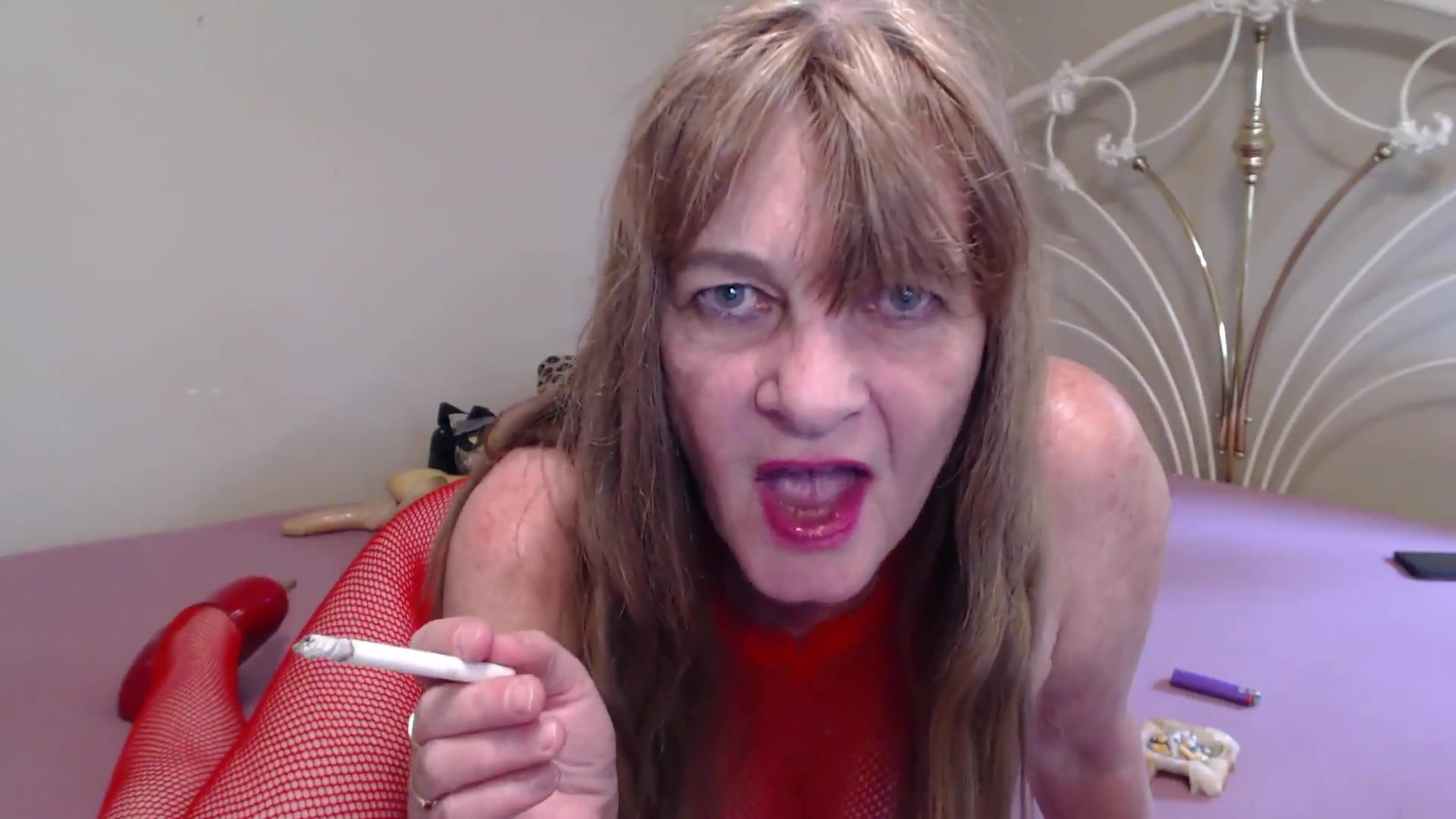 Red Fishnet Body & Smoking - TacAmateurs
