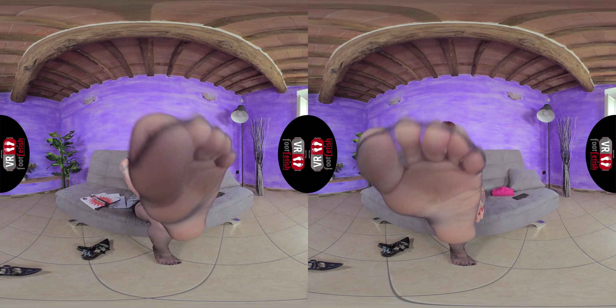 Gorgeously Seductive Ammalia Sucks Her Own Little Toes - Redhead in Stockings Foot Fetish VR