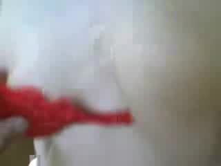 Red lingerie looks wonderful on a young Japanese slut