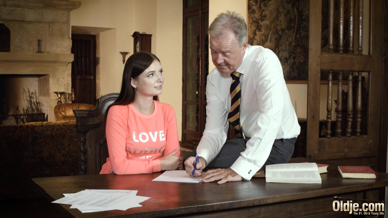 Clueless young babe fucks old english teacher