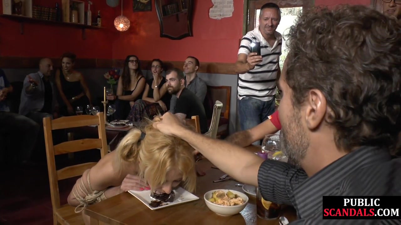 Public humiliation and dildo fuck for submissive slut