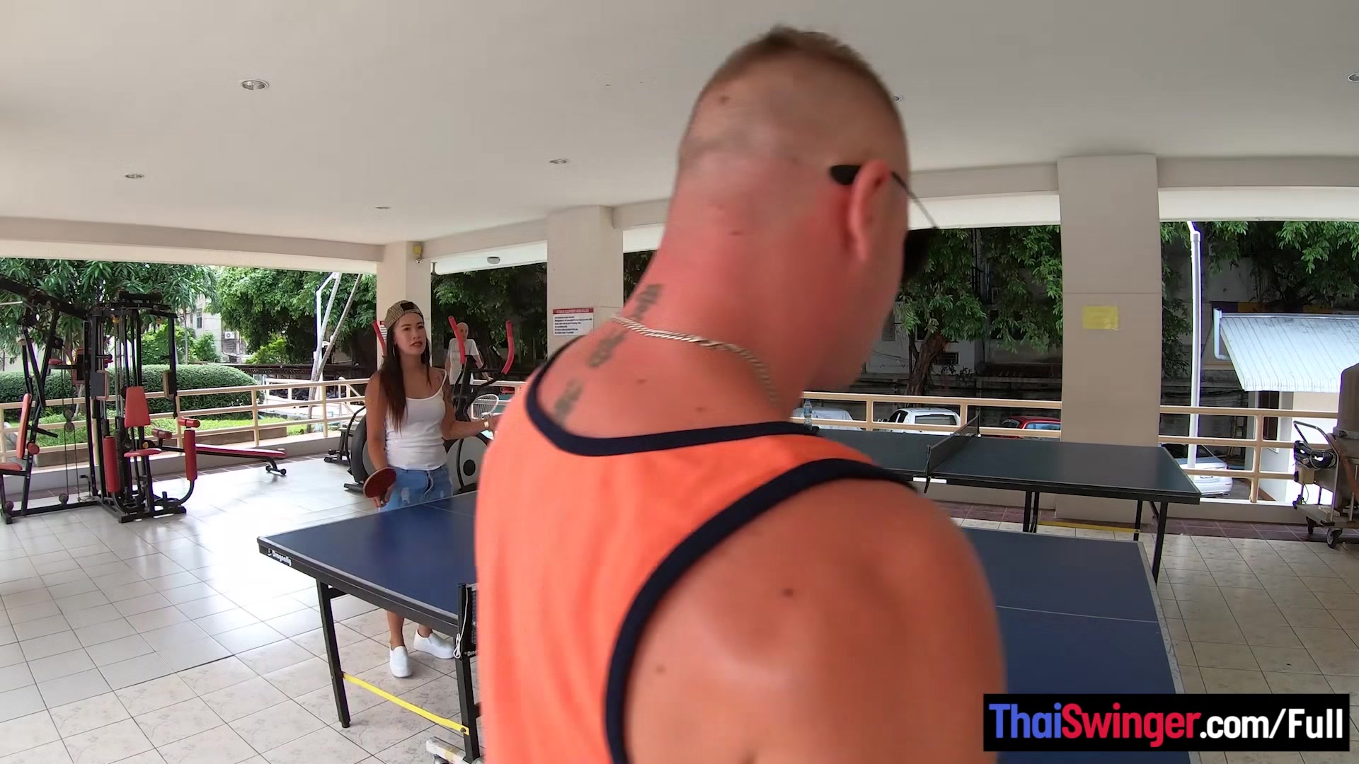 Curvy Thai amateur girlfriend sex in the shower after a game of Ping Pong