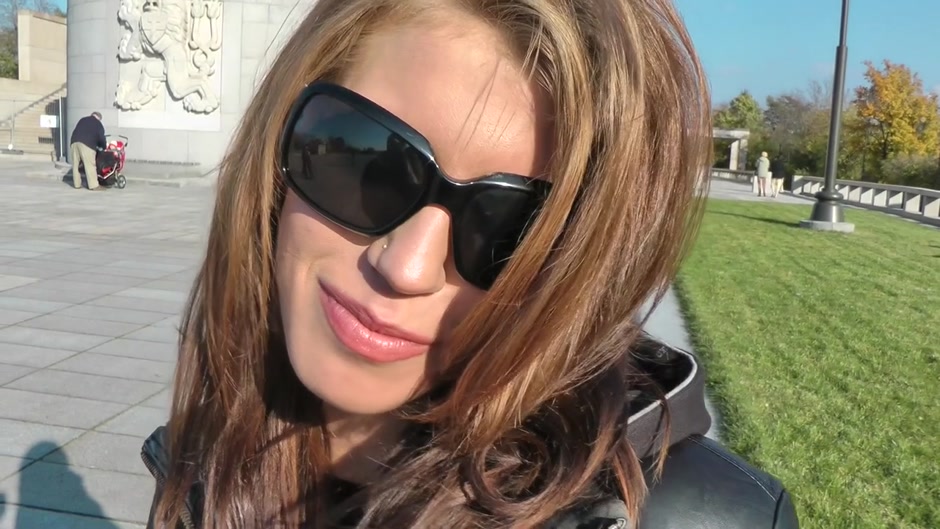 Busty bimbo gets her ass fucked in a public park