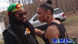 Big lip ebony milf gives sloppy bj on motocycle