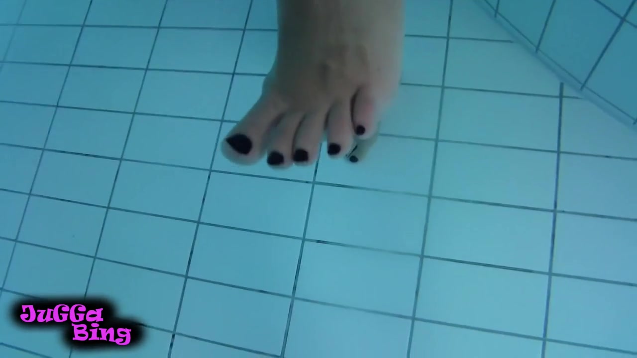 Really Hot Footjob In Public Pool And Footplay Milf