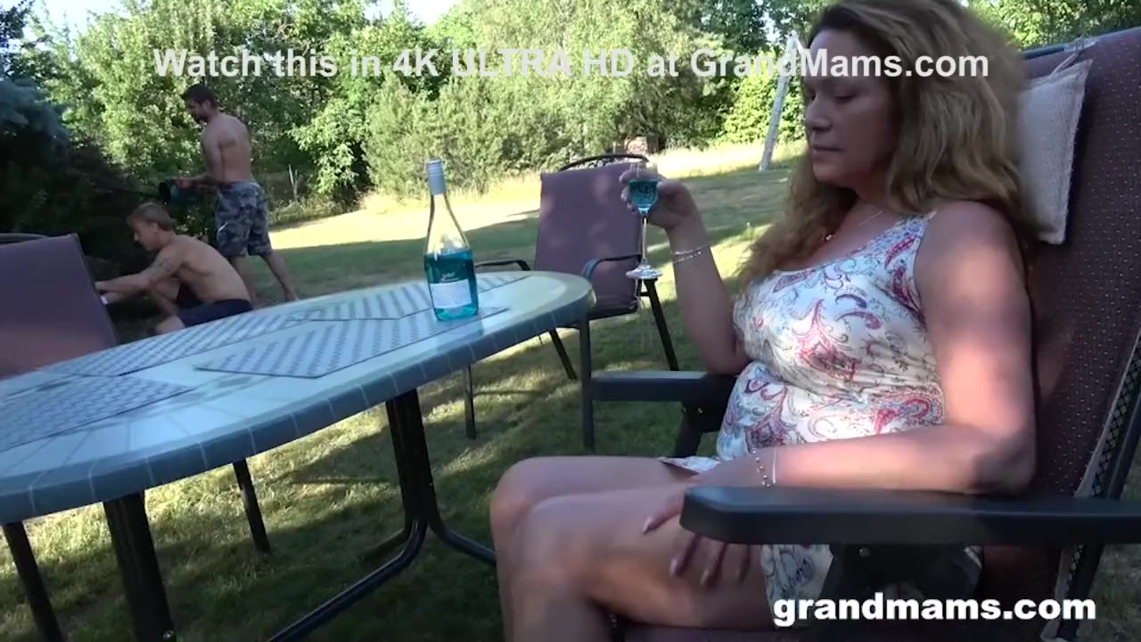 Horny Granny Seducing Two Gardners