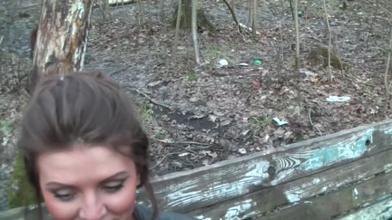 Titted dark brown fuck in the woods