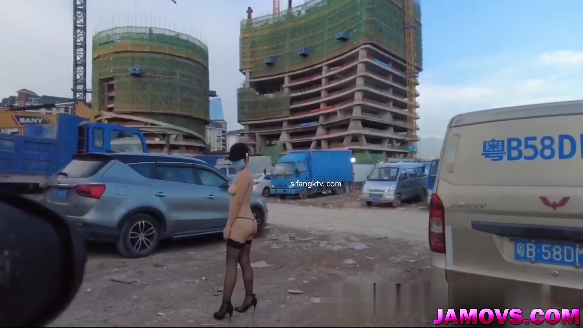 Asian Girl Posing with tied hand Outdoor