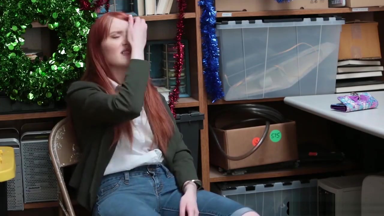 Shoplifting redhead teen 18+ got hard fucked for stealing