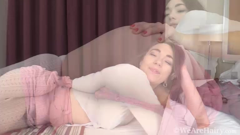 Lilu has fun stripping naked in bed today - WeAreHairy