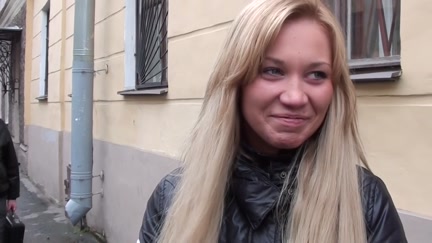 Blond sucks in the porch